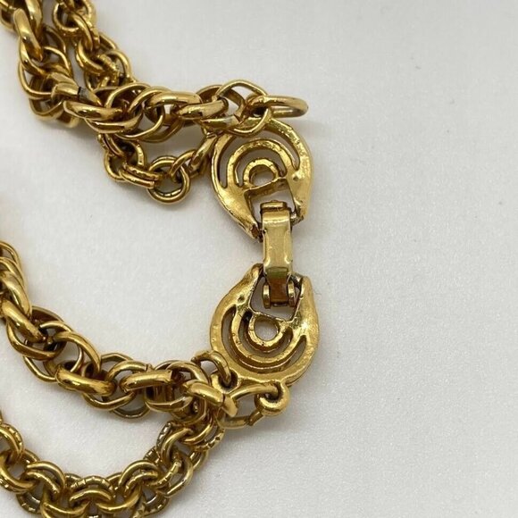 Vintage Pink Crystal Pendant Necklace With Gold Tone Double Rope Chain 30" - Picture 12 of 16